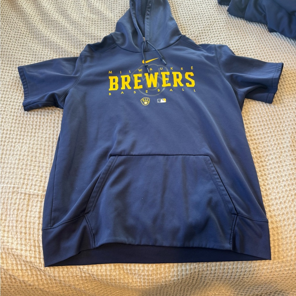 Milwaukee Brewers Blue and Yellow Baseball Hoodie nwot